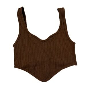 zara chocolate knit tank with v drop stomach line